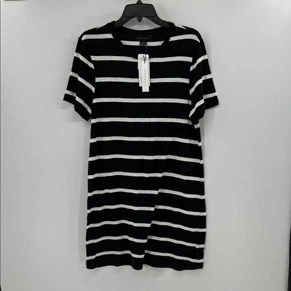 Sanctuary Women's T-shirt Mini Dress - Black/White Stripes - Large - NWT - Picture 1 of 6
